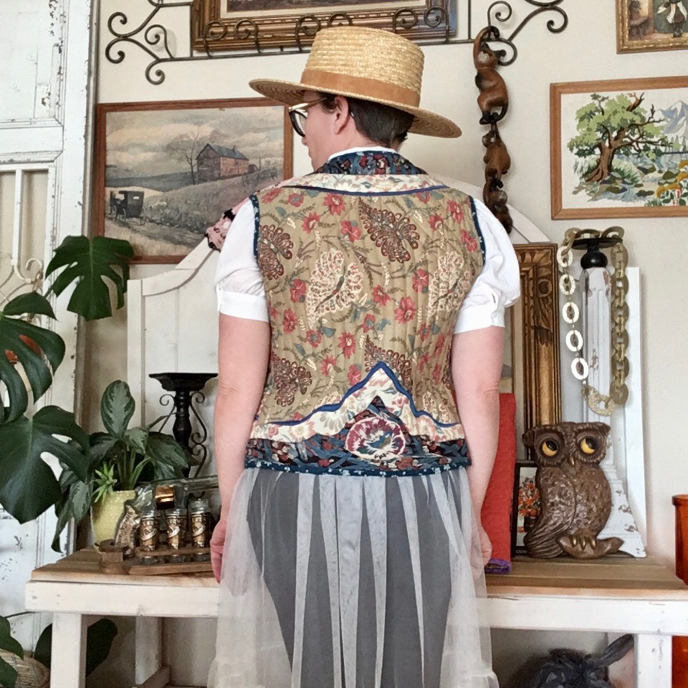 Vintage Handmade Quilted Boho Festival Patchwork Vest - Picture 7 of 7